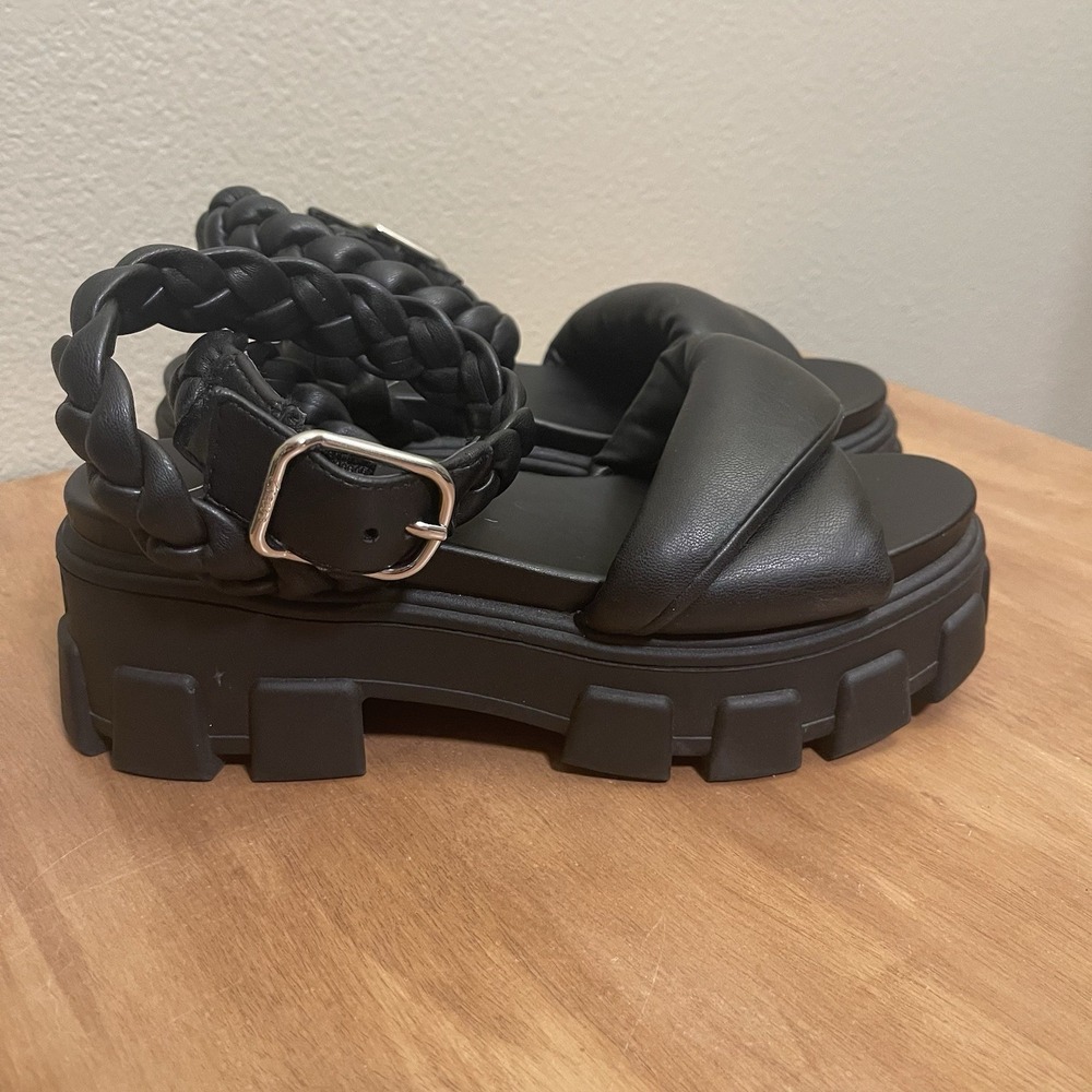 Circus Sam Edelman Gayle Chunky Sandals Braided Strap Y2K Grunge Goth Sz 6.5 EUC